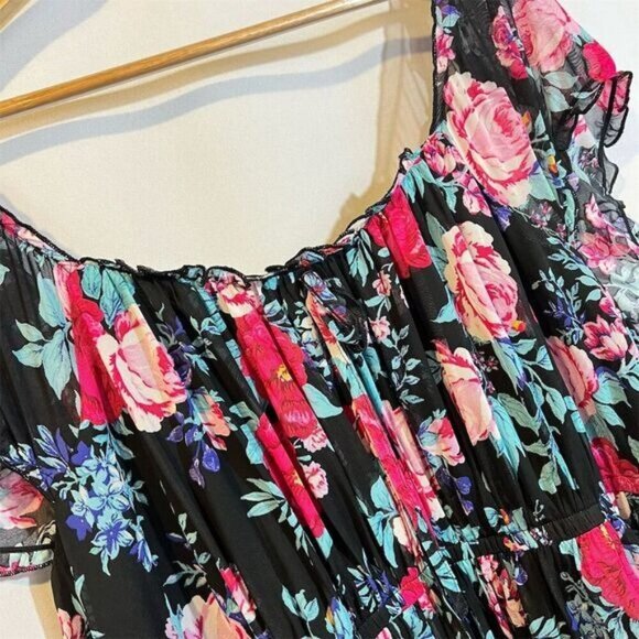 Torrid Black Floral Sweetheart Mini Dress 3X Short Sleeve Coquette Summer - Picture 7 of 7